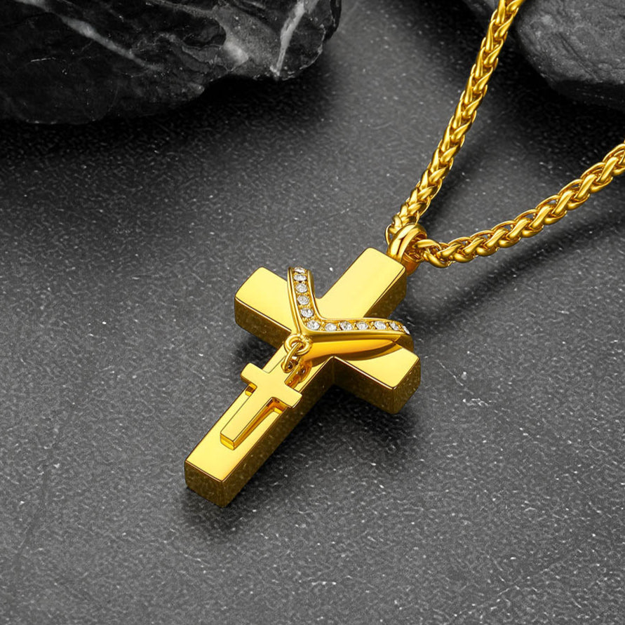 Custom Cross Cremation Urn Pendant Necklace for Men Women