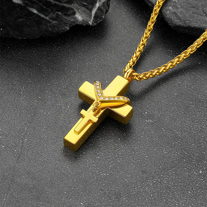 Custom Cross Cremation Urn Pendant Necklace for Men Women