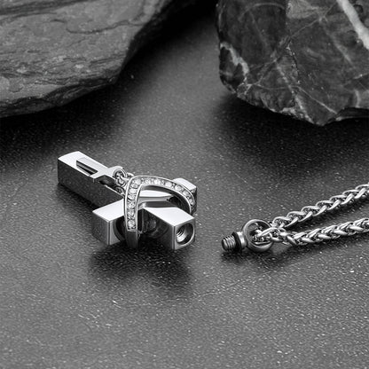 Custom Cross Cremation Urn Pendant Necklace for Men Women