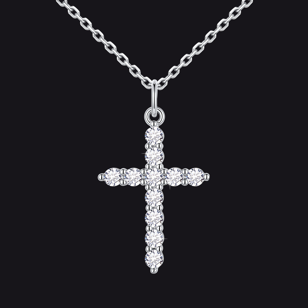 Christian Cross Pendant Necklace with Cubic Zirconia for Men Women - FaithHeart Jewelry