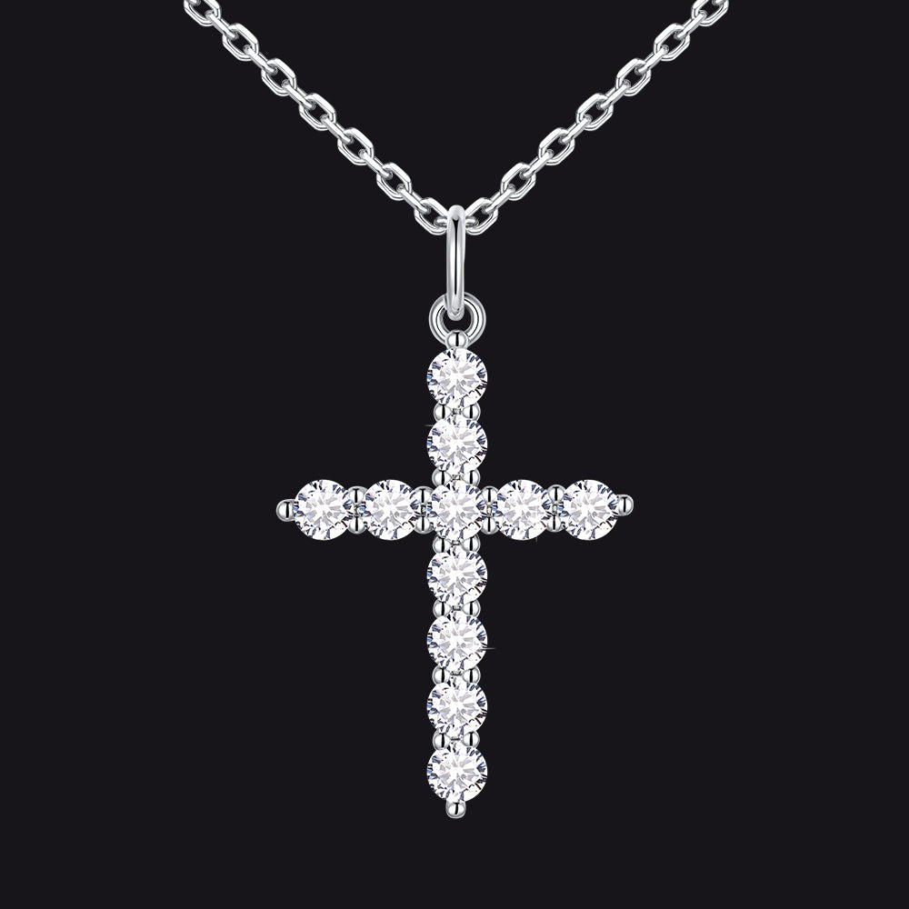 Christian Cross Pendant Necklace with Cubic Zirconia for Men Women - FaithHeart Jewelry