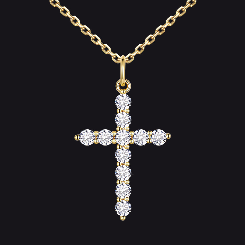 Christian Cross Pendant Necklace with Cubic Zirconia for Men Women - FaithHeart Jewelry