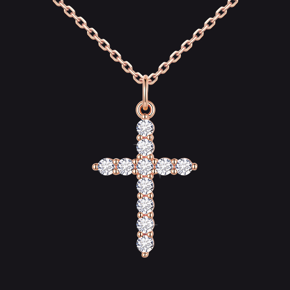 Christian Cross Pendant Necklace with Cubic Zirconia for Men Women - FaithHeart Jewelry