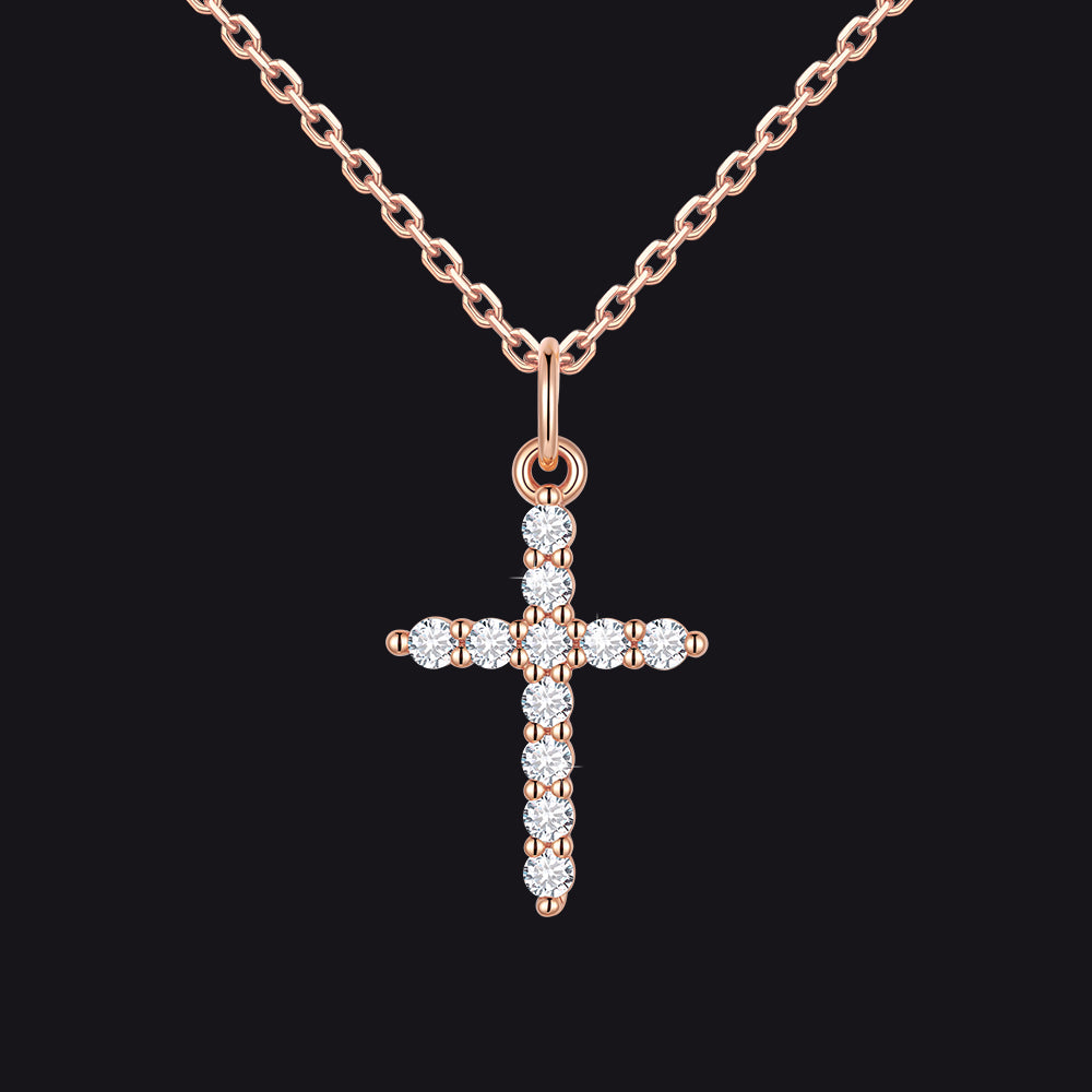 Christian Cross Pendant Necklace with Cubic Zirconia for Men Women - FaithHeart Jewelry