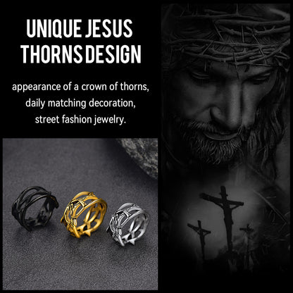 Christian Jesus Crown of Thorns Ring for Men