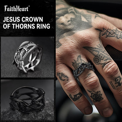 FaithHeart Christian Crown of Thorns Ring Stainless Steel For Men FaithHeart