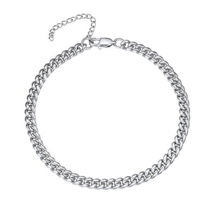 Silver stainless steel Cuban link anklet adjustable