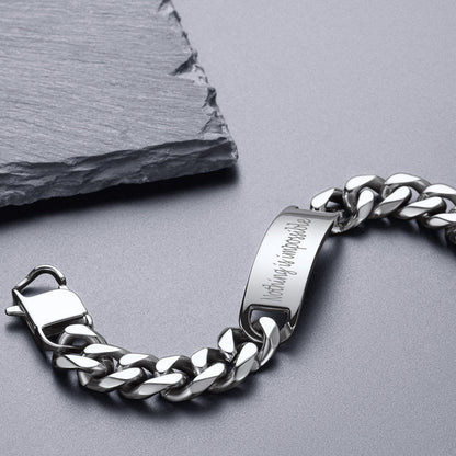 Customized Engraved Cuban Chain Link Bracelet Gift For Men Dad Husband