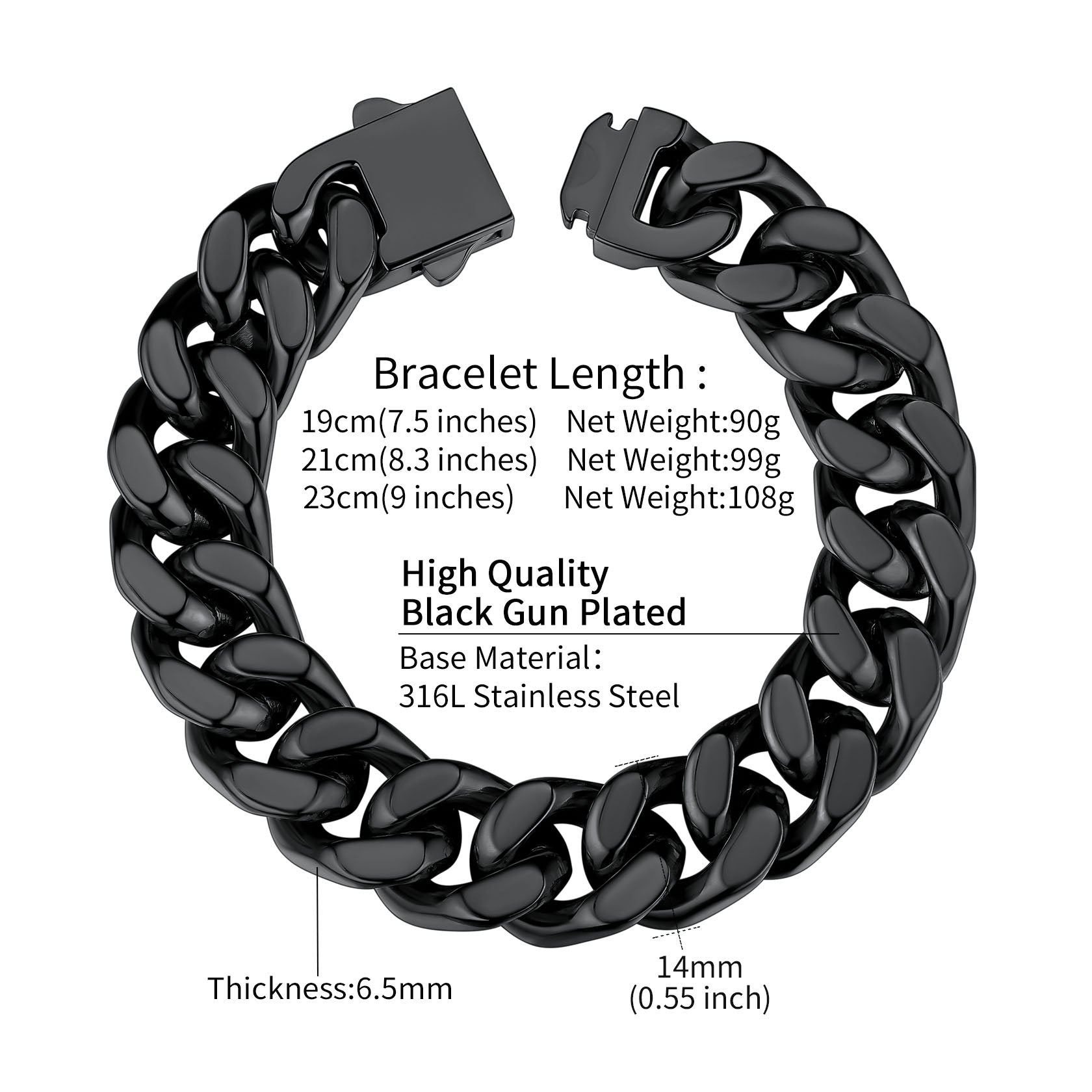 Amour Men's Curb Link Chain Bracelet In 10K Yellow Gold (7 Mm/9 Inch - Foto 3