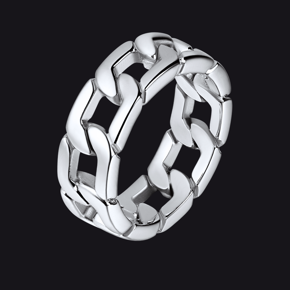 Chunky Cuban Link Ring For Men Stainless Steel