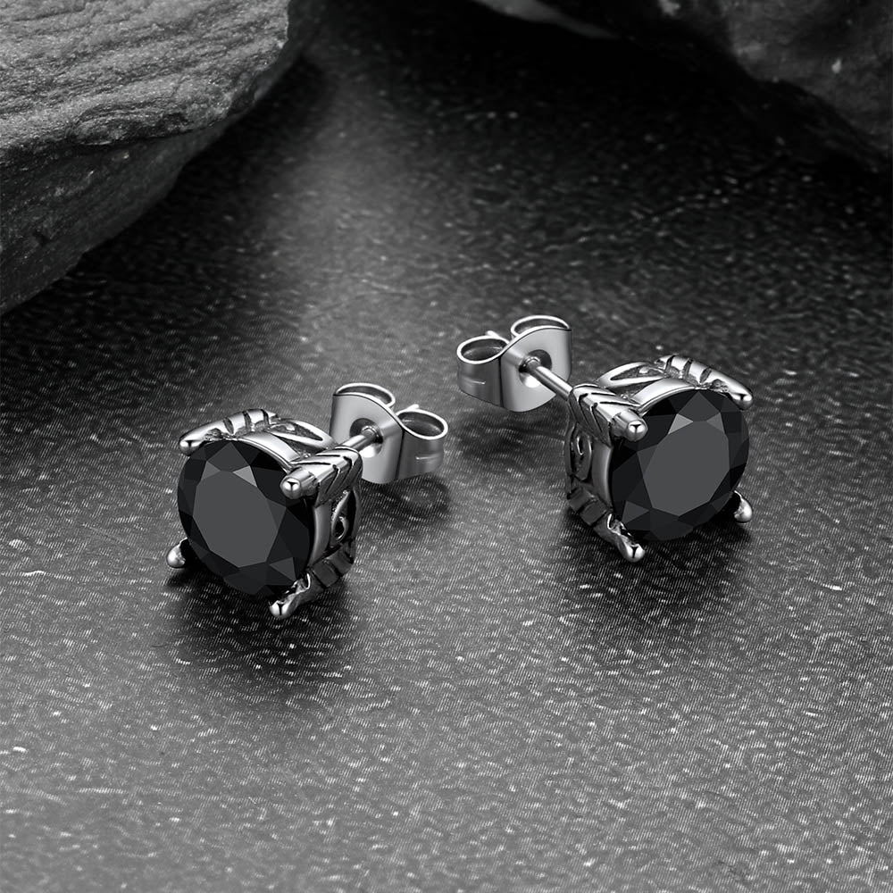 8mm Cubic Zirconia Claw Stud Earrings for Men