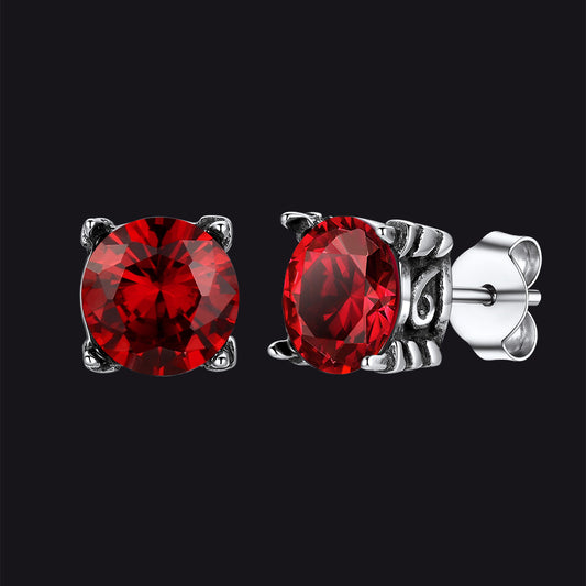 8mm Cubic Zirconia Claw Stud Earrings for Men