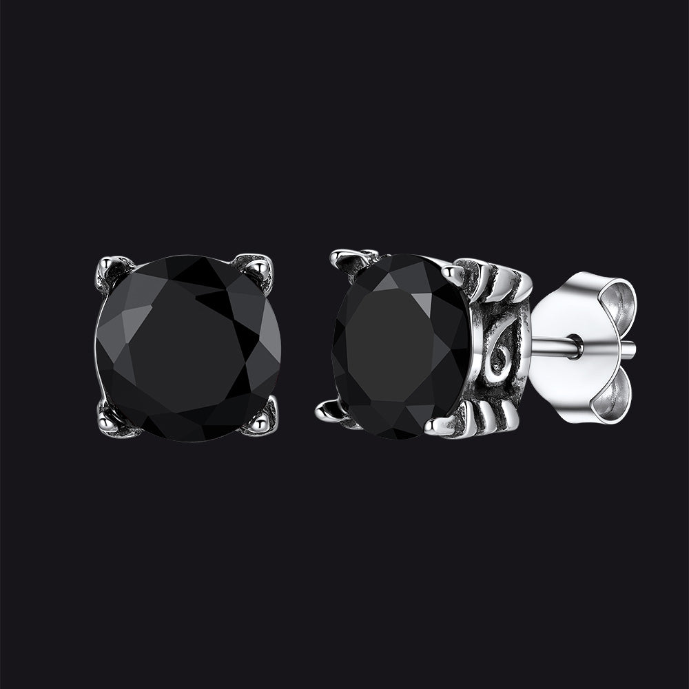 8mm Cubic Zirconia Claw Stud Earrings for Men