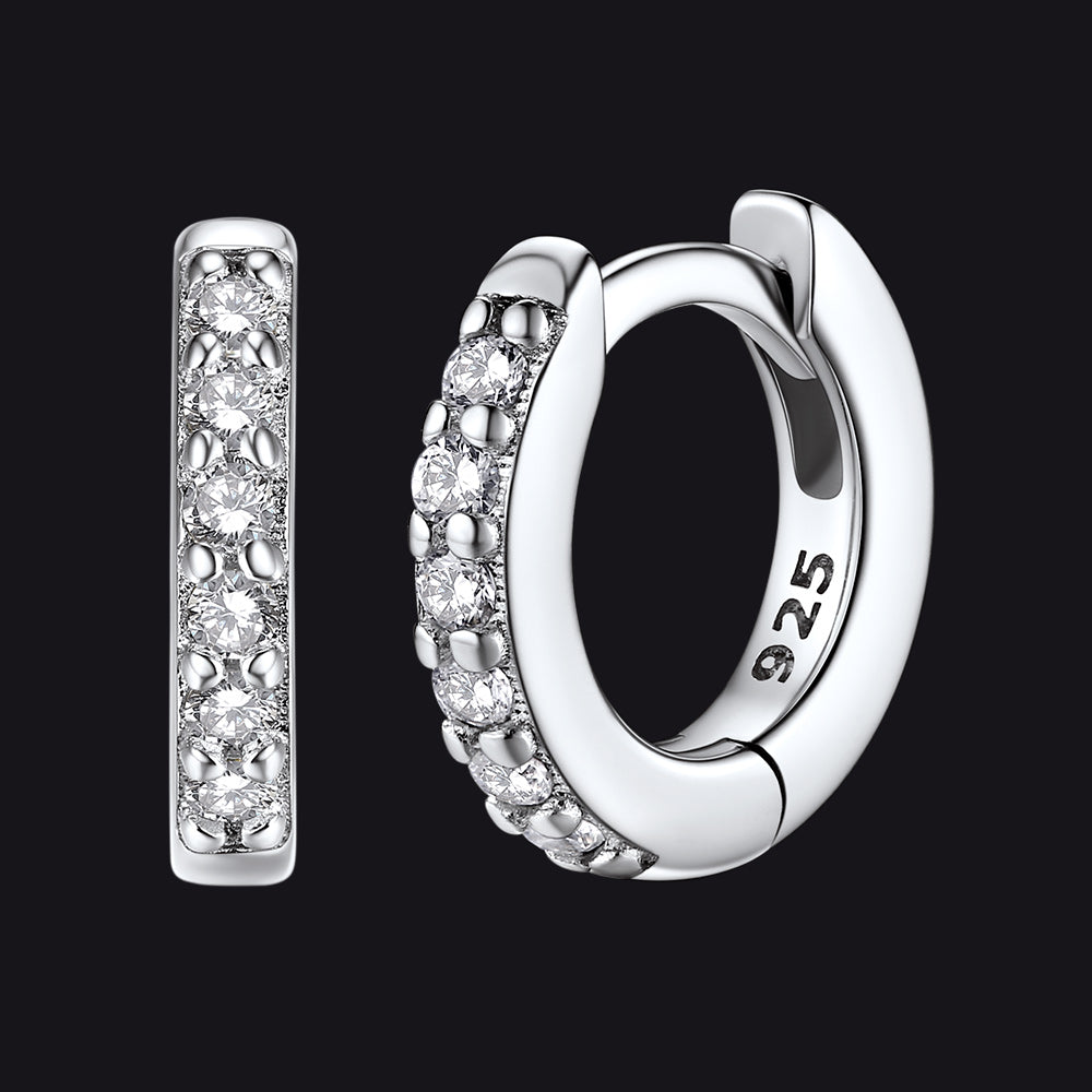 Sparkling Cubic Zirconia Huggie Hoop Earrings for Men Women