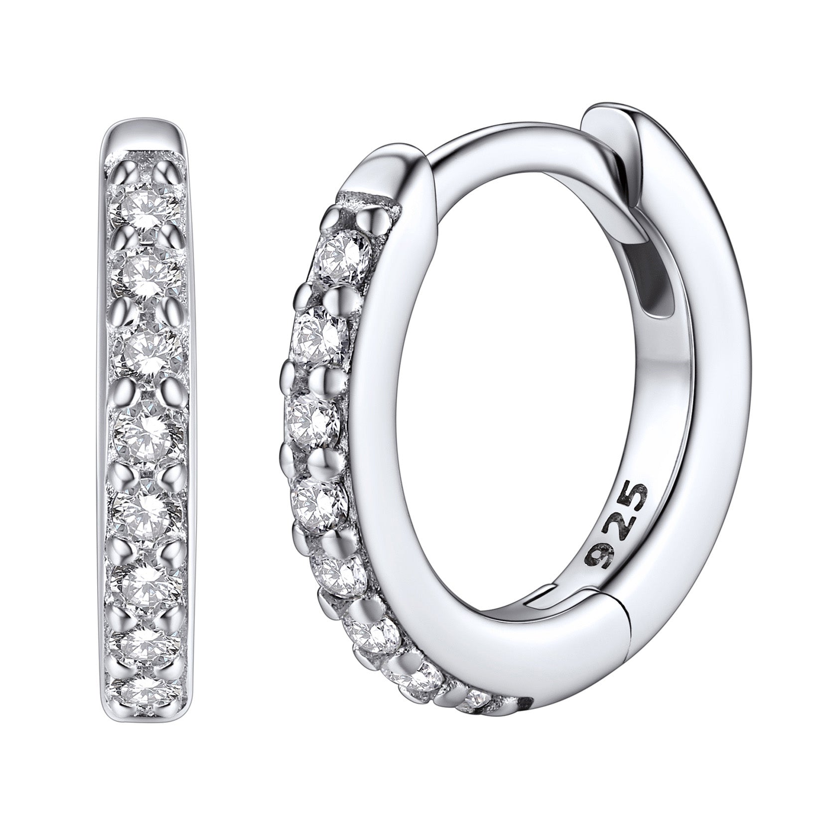 Sparkling Cubic Zirconia Huggie Hoop Earrings for Men Women