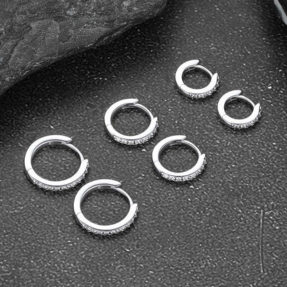 Sparkling Cubic Zirconia Huggie Hoop Earrings for Men Women