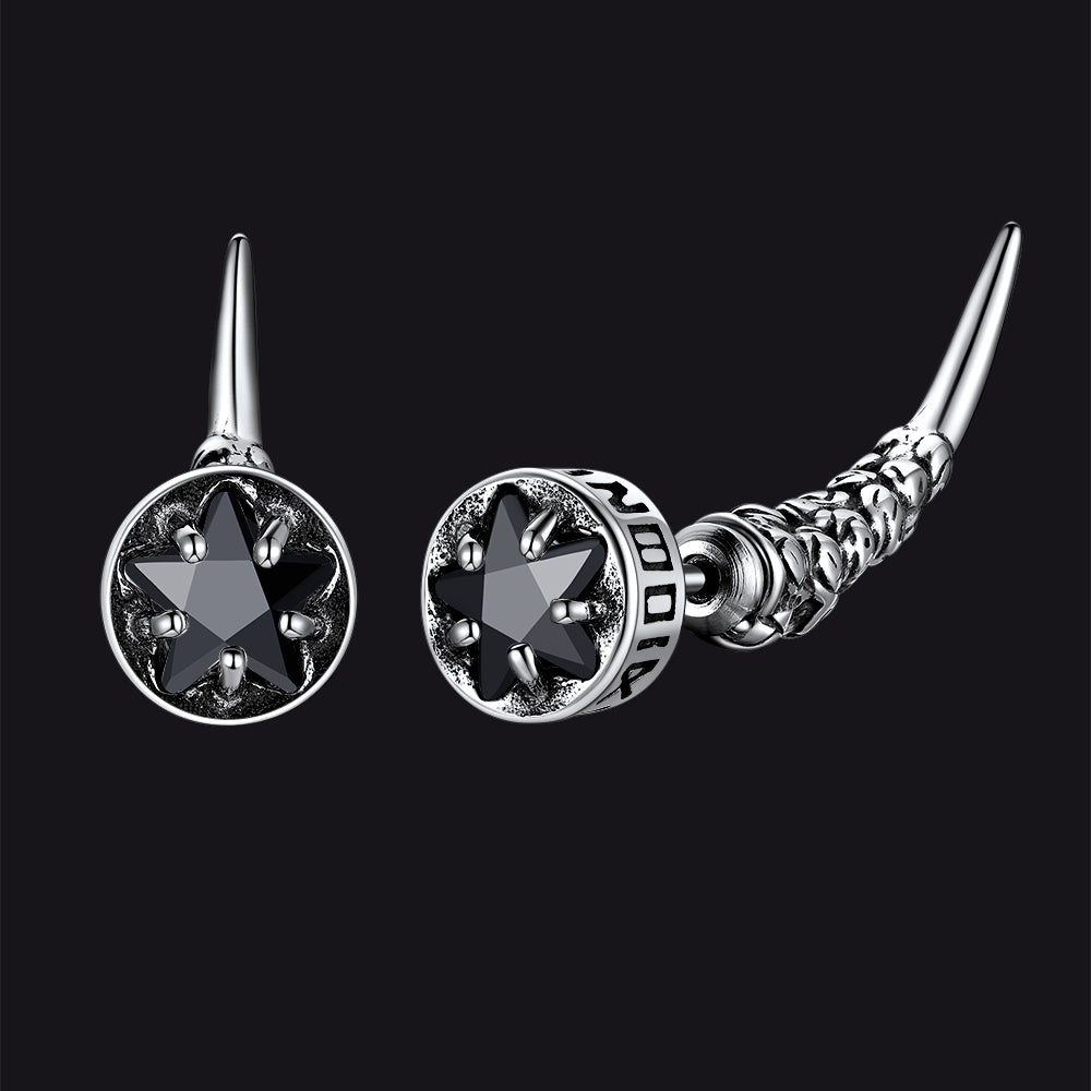 Viking Rune Fang Stud Earrings – Nordic Star CZ Earrings