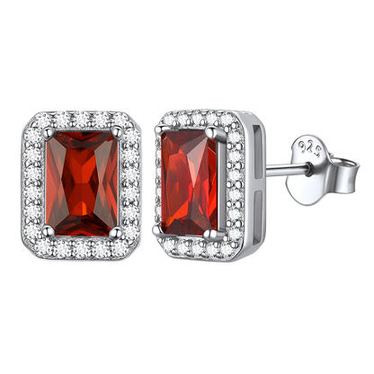 S925 Silver Cubic Zirconia Square Halo Stud Earrings Gift for Women Men
