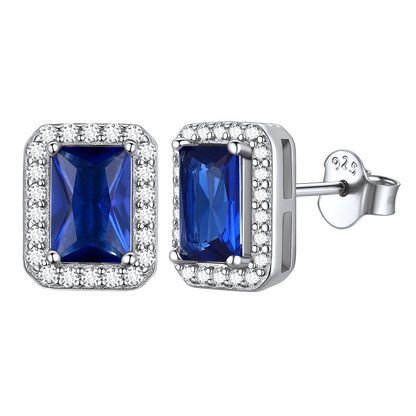 S925 Silver Cubic Zirconia Square Halo Stud Earrings Gift for Women Men