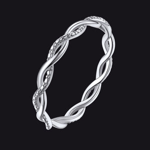 925 Sterling Silver Cubic Zirconia Twisted Band Ring for Women