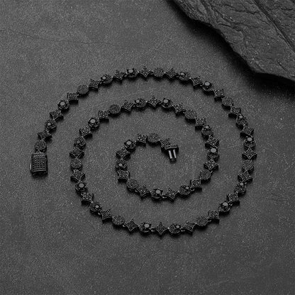 Cubic Zircon Four Pointed Star Link Tennis Necklace for Men Rappers