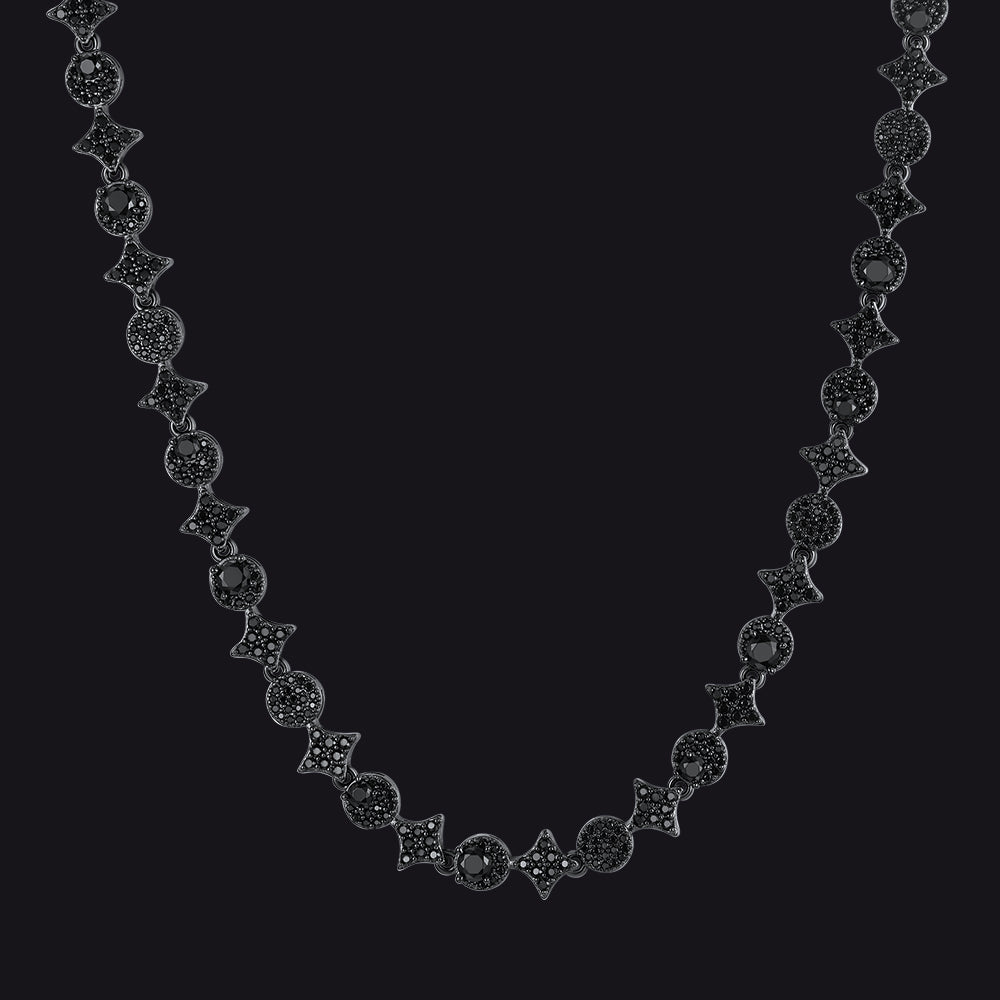 Cubic Zircon Four Pointed Star Link Tennis Necklace for Men Rappers