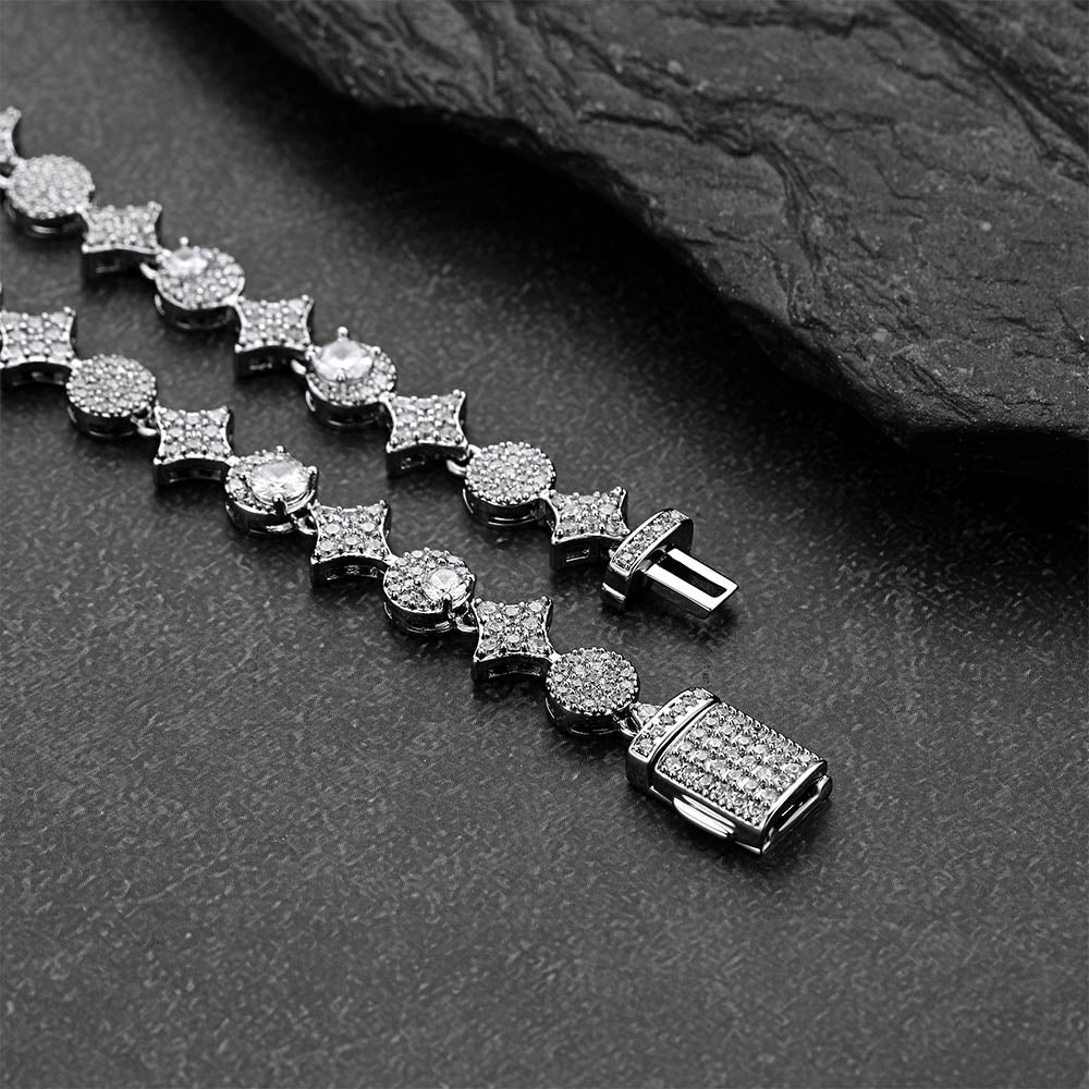 Cubic Zircon Star Four-Pointed Chain Tennis Bracelet for Men