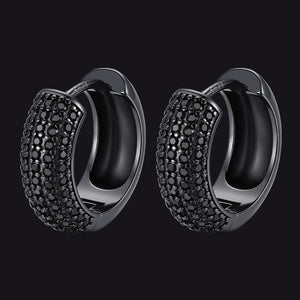 Black Cubic Zirconia Hoop Earrings for Men - FaithHeart Jewelry