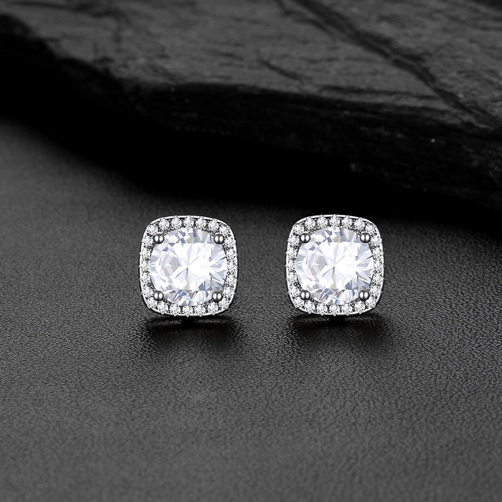 Cubic Zirconia Stud Square Earrings for Men Women - FaithHeart Jewelry