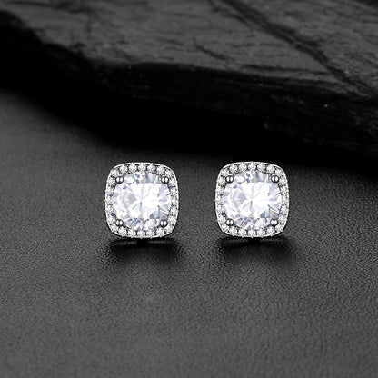 Cubic Zirconia Stud Square Earrings for Men Women - FaithHeart Jewelry