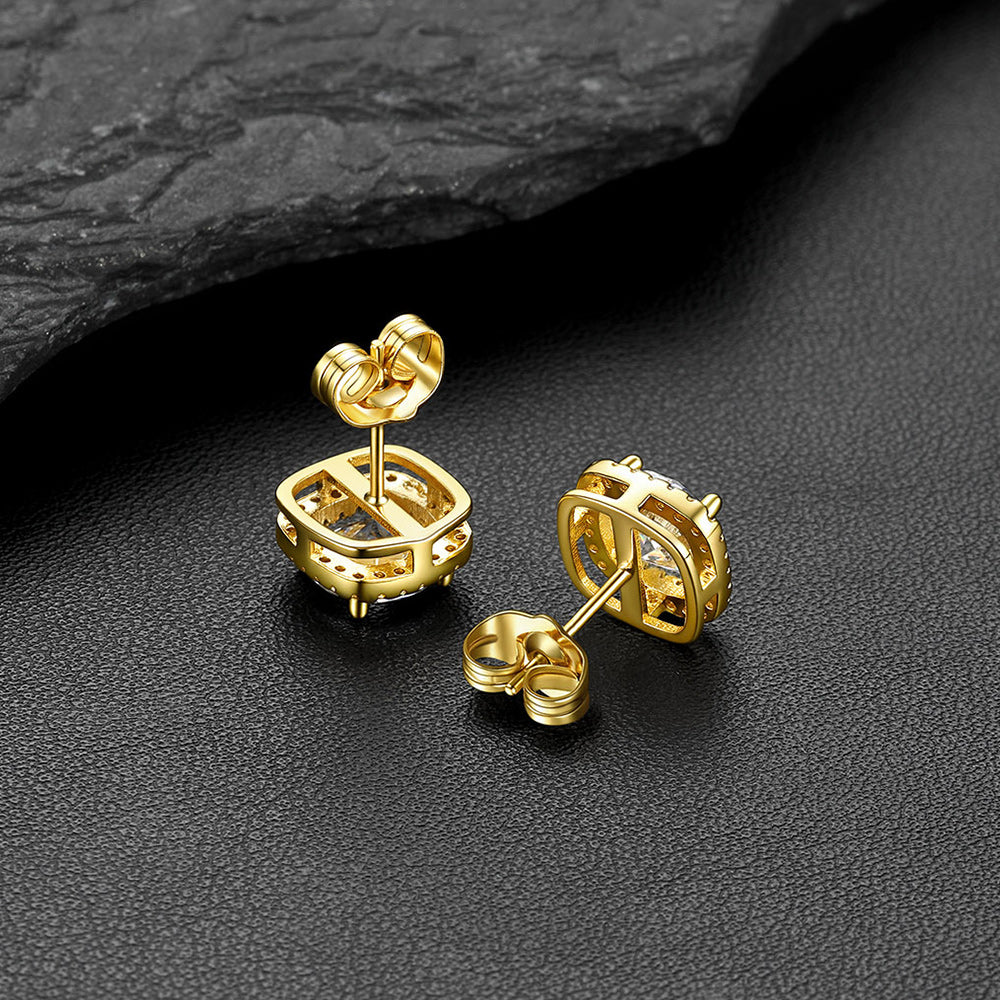 Cubic Zirconia Stud Square Earrings for Men Women - FaithHeart Jewelry