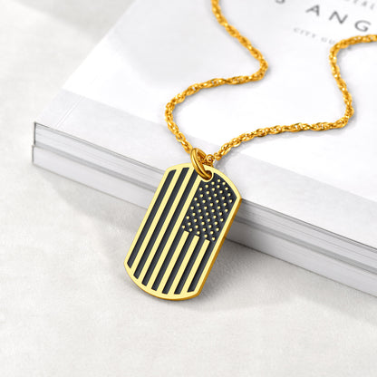 316L Stainless Steel Custom American Flag Dog Tag Necklace For Men
