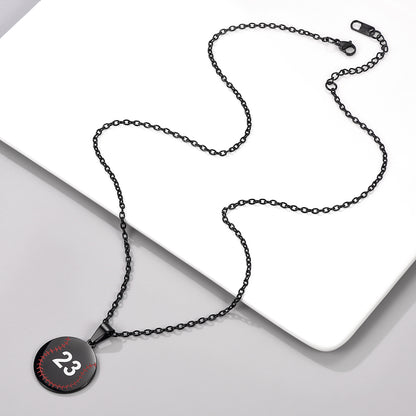 Custom Stainless Steel Baseball Pattern Disc Pendant Necklace for Men FaithHeart Jewelry