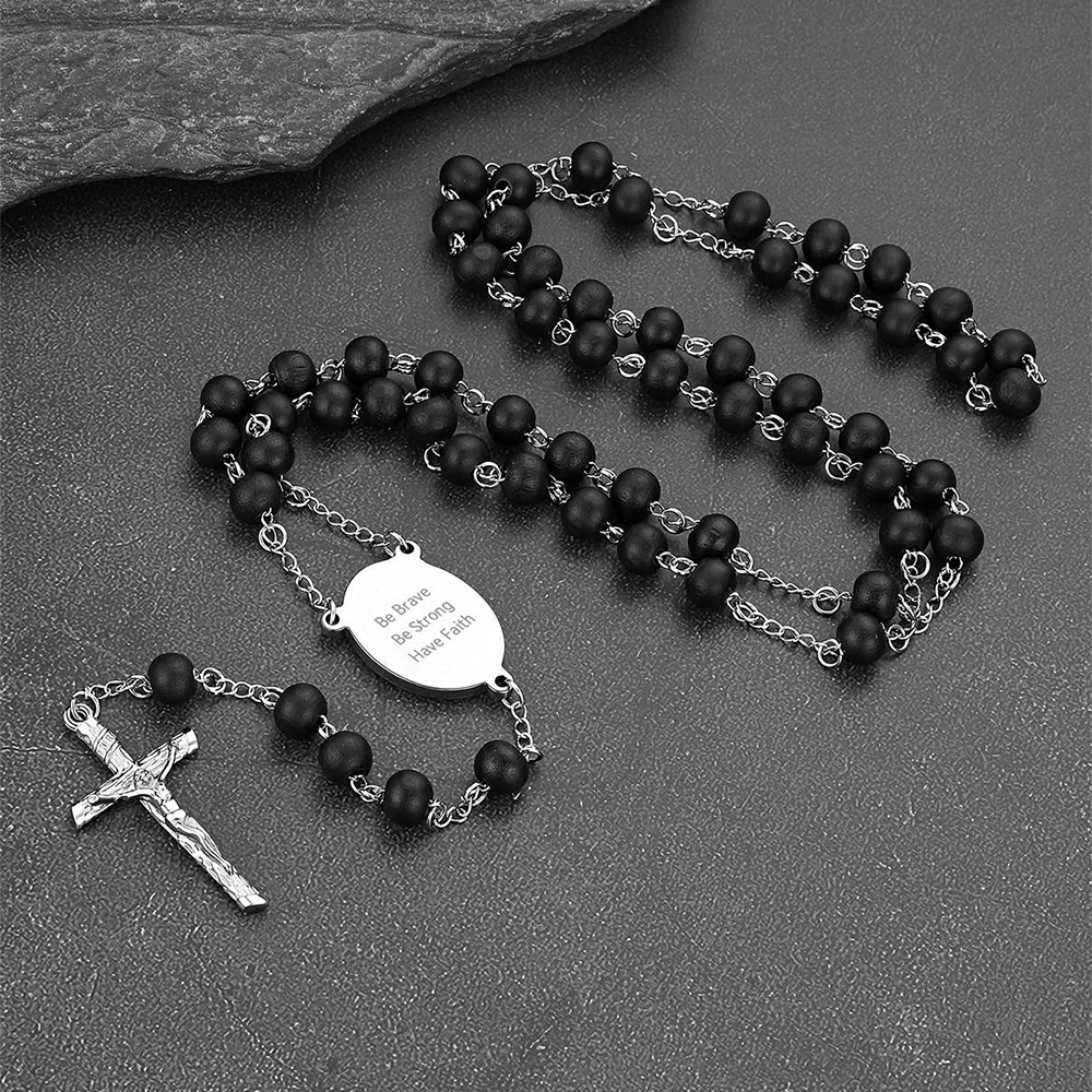 Custom Catholic Rosary with Picture Memorial Cross Necklace FaithHeart