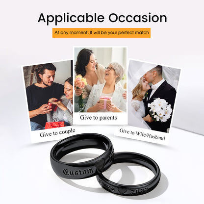 Engraved Name Couple Rings Gift for Him and Her