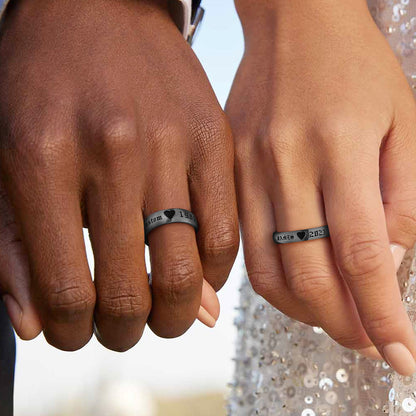 Engraved Name Couple Rings Gift for Him and Her