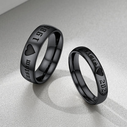 Engraved Name Couple Rings Gift for Him and Her