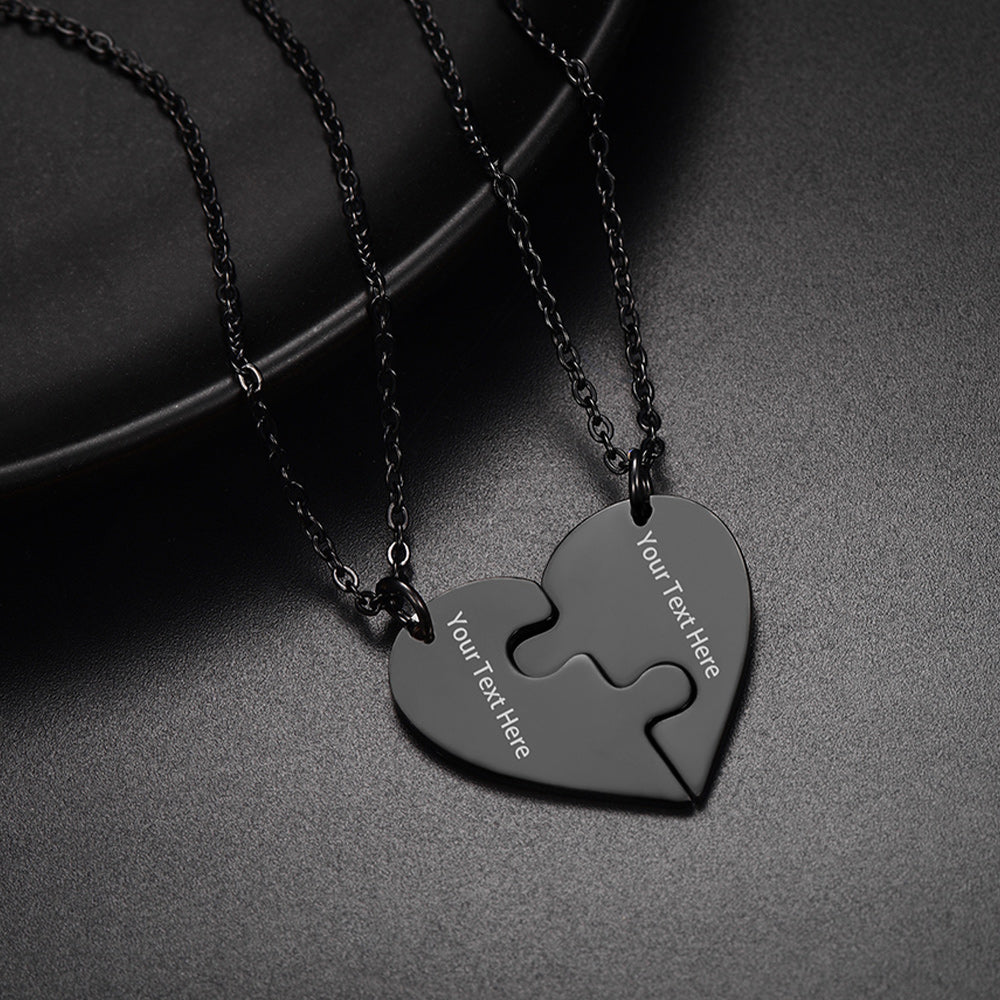 Personalized Heart Puzzle Necklaces for Couples Friends Family Bf