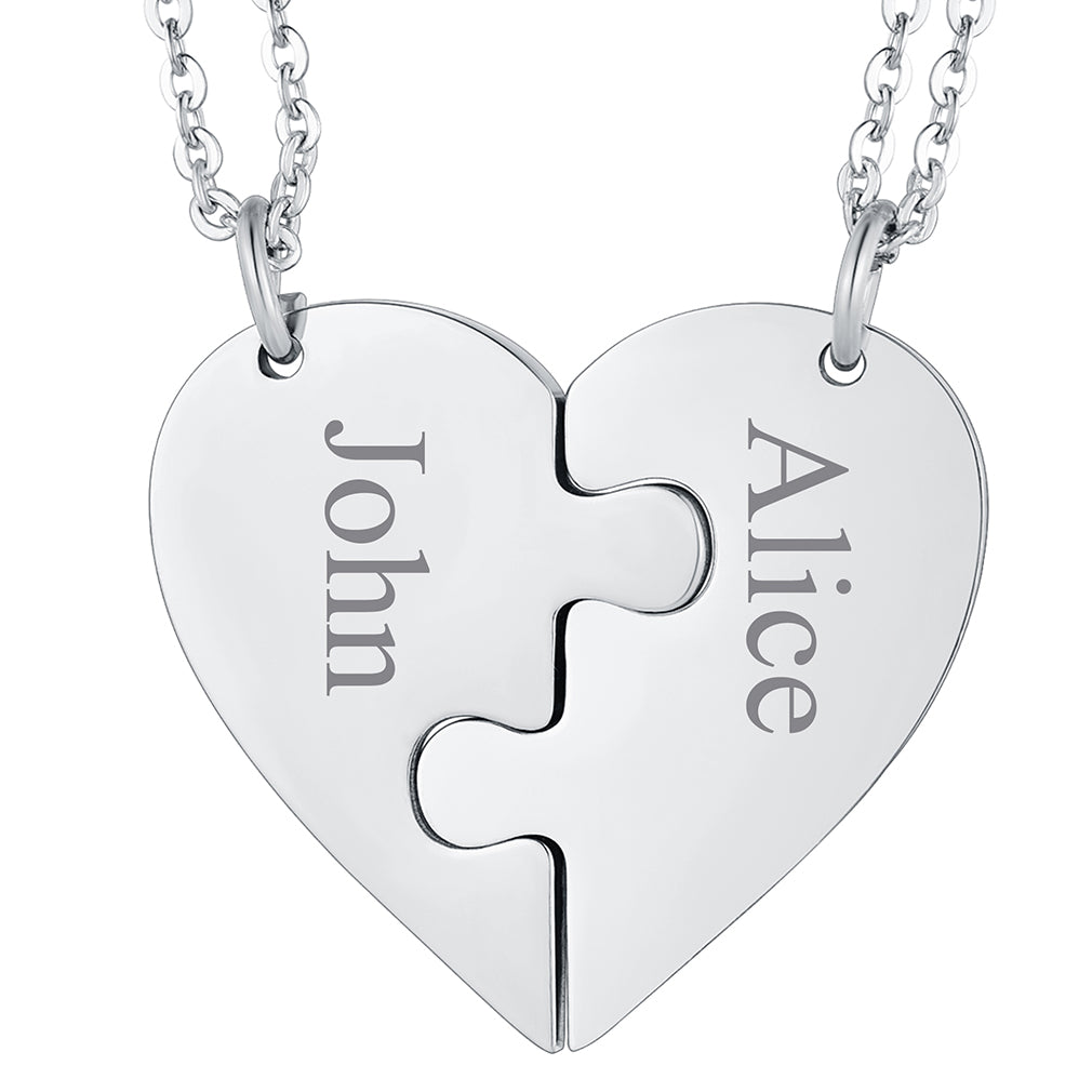 Personalized Heart Puzzle Necklaces for Couples Friends Family Bf