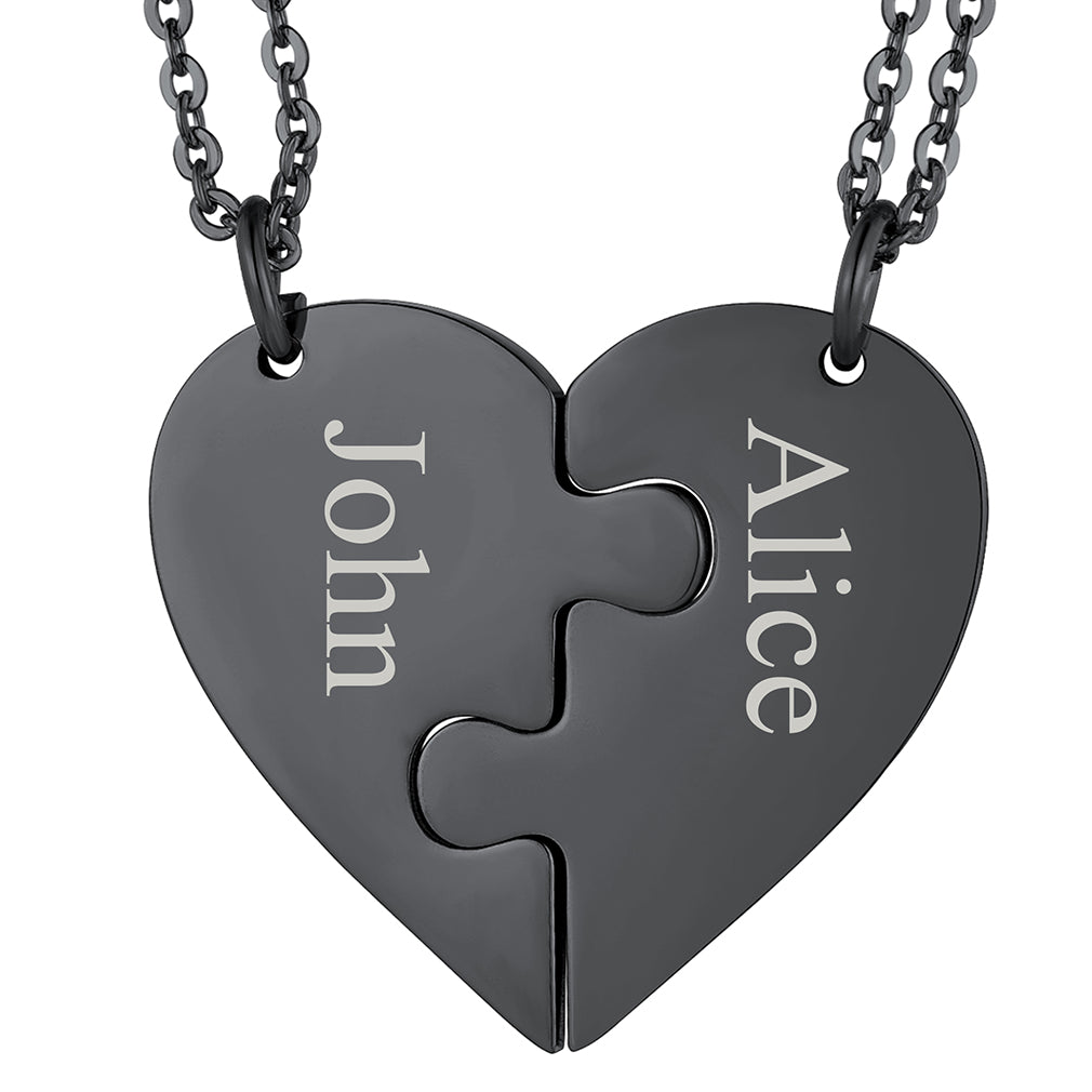 Personalized Heart Puzzle Necklaces for Couples Friends Family Bf