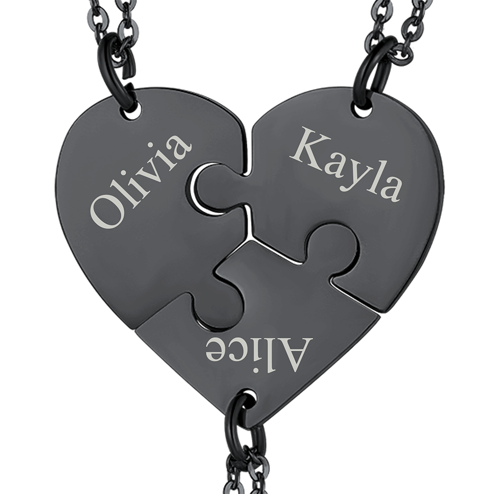 Personalized Heart Puzzle Necklaces for Couples Friends Family Bf