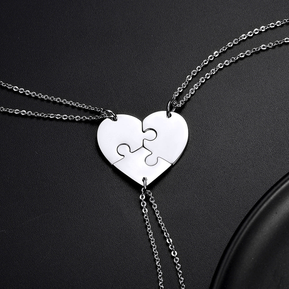 Personalized Heart Puzzle Necklaces for Couples Friends Family Bf