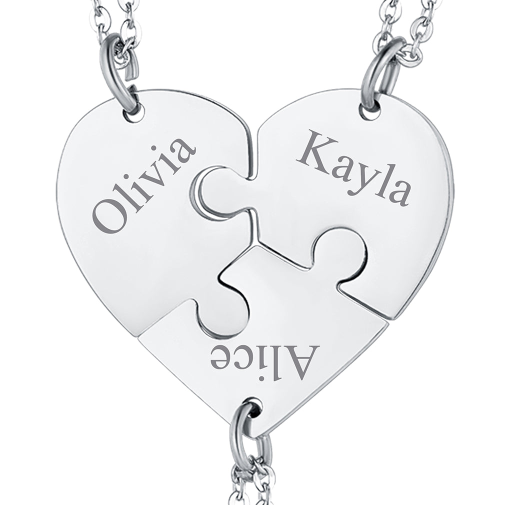 Personalized Heart Puzzle Necklaces for Couples Friends Family Bf