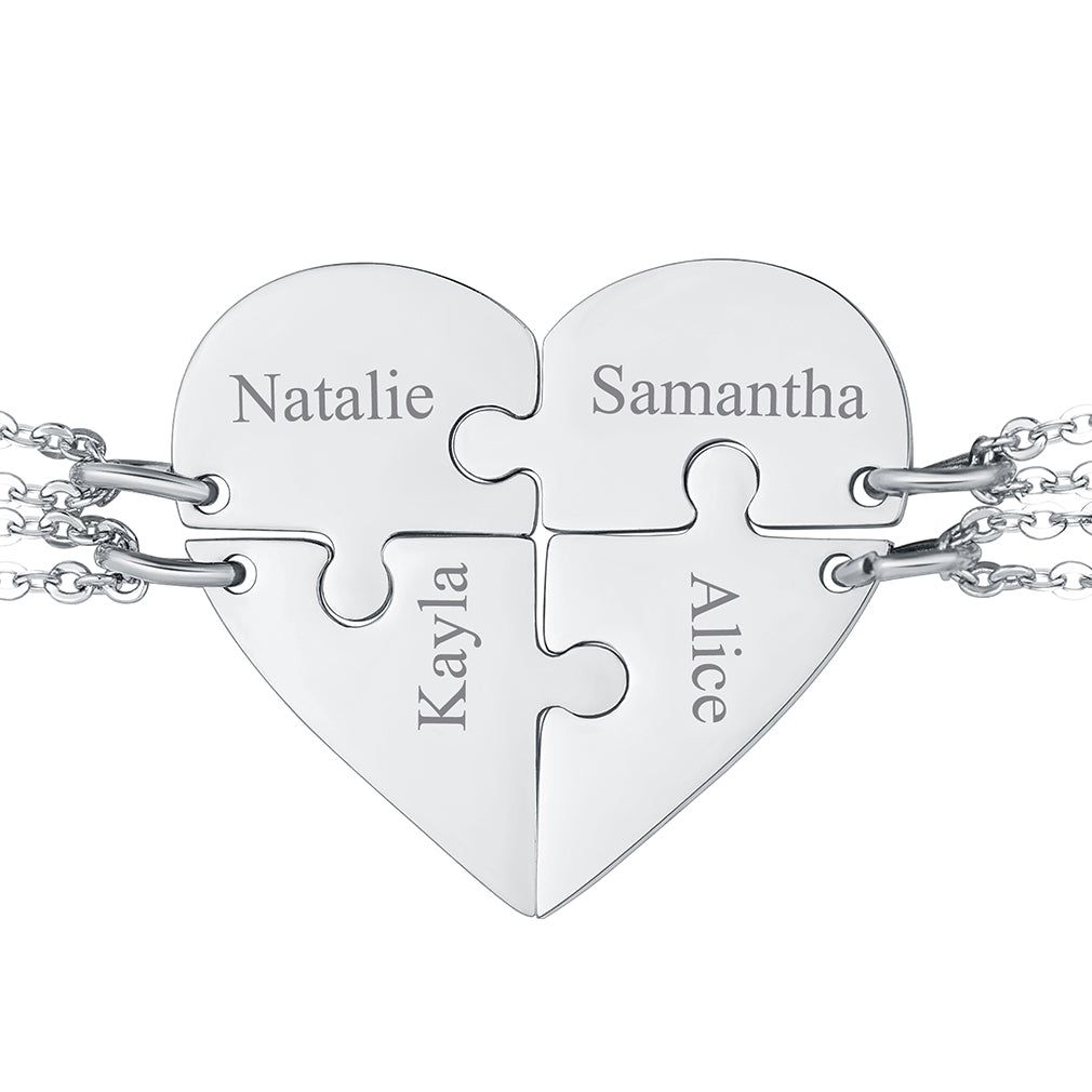 Personalized Heart Puzzle Necklaces for Couples Friends Family Bf