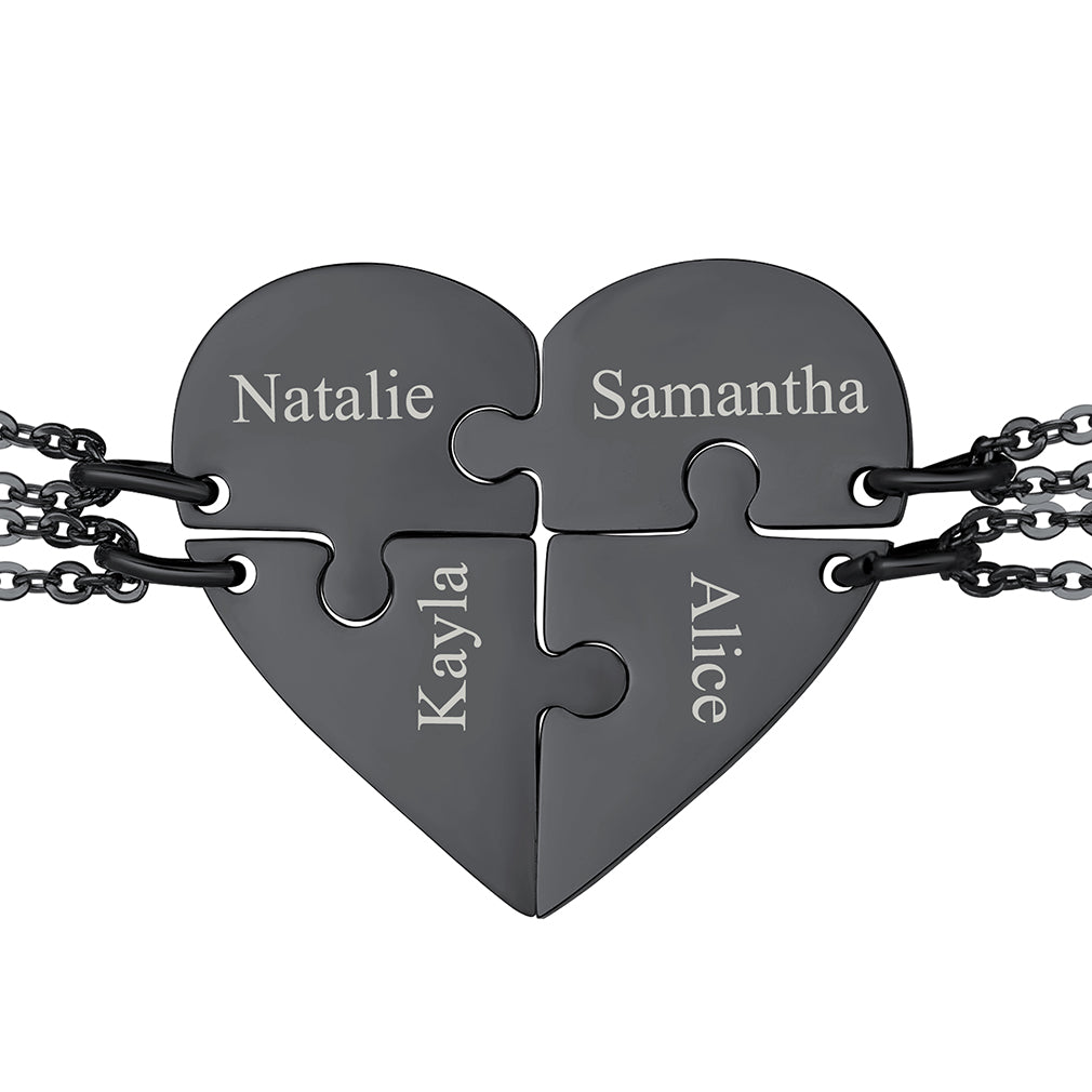 Personalized Heart Puzzle Necklaces for Couples Friends Family Bf