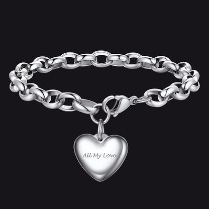 Custom Heart Shape Bracelets Memorial Gift for Men Women