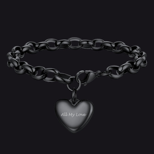 Custom Heart Shape Bracelets Memorial Gift for Men Women