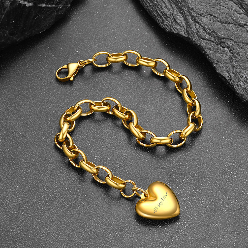 Custom Heart Shape Bracelets Memorial Gift for Men Women