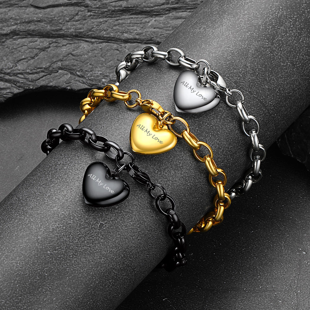 Custom Heart Shape Bracelets Memorial Gift for Men Women