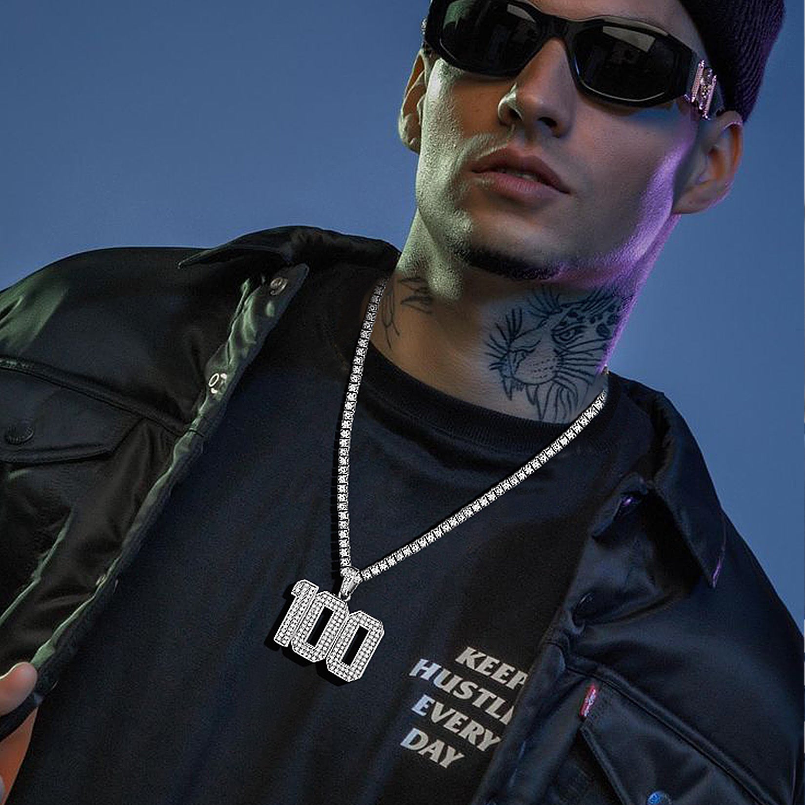 Silver Gameday Custom Jersey Number Necklace with CZ for Men Sports Fan Cool Gifts